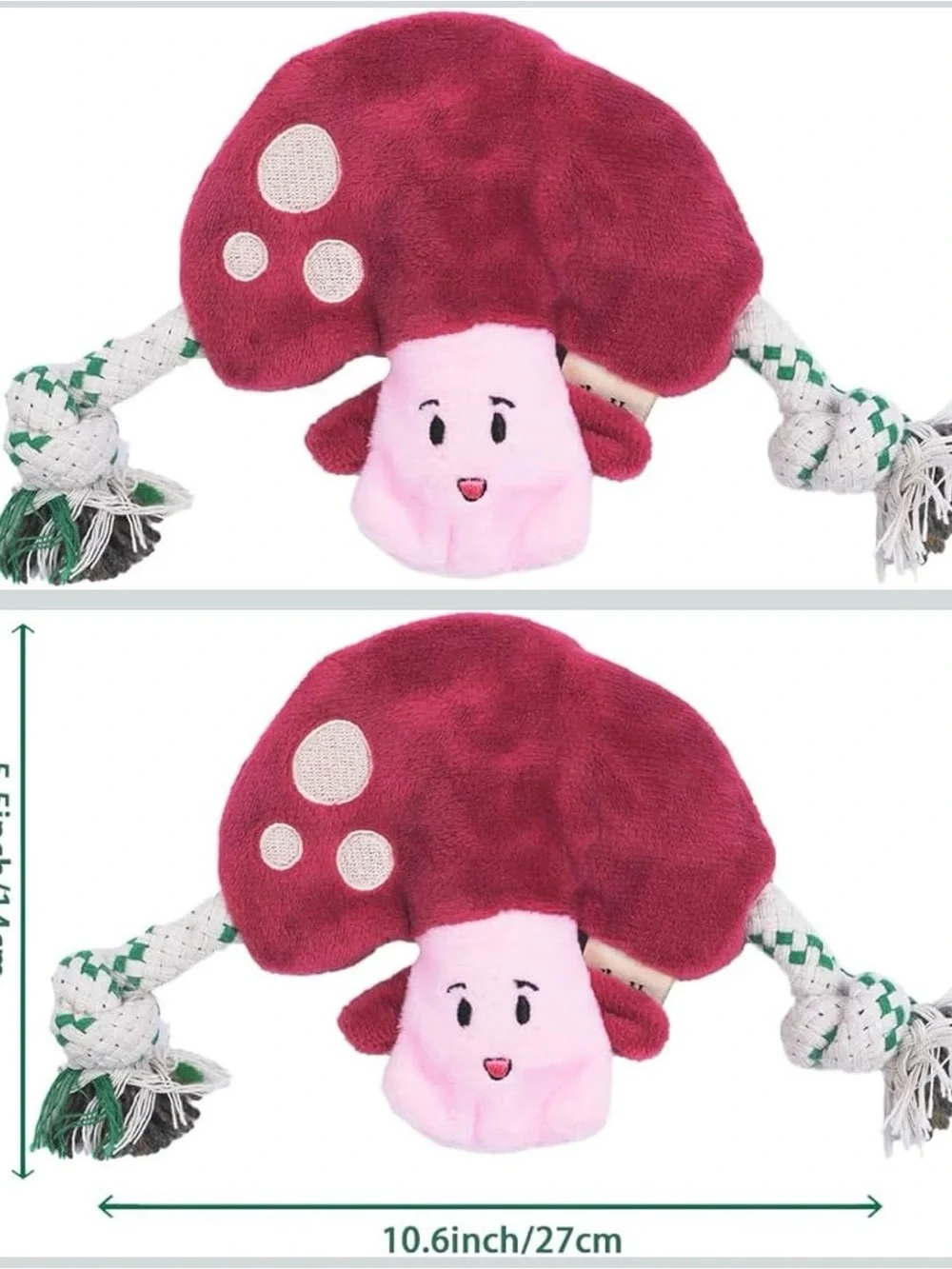 Plush Mushroom Rope Dog Toy - Pink & Berry, NWT